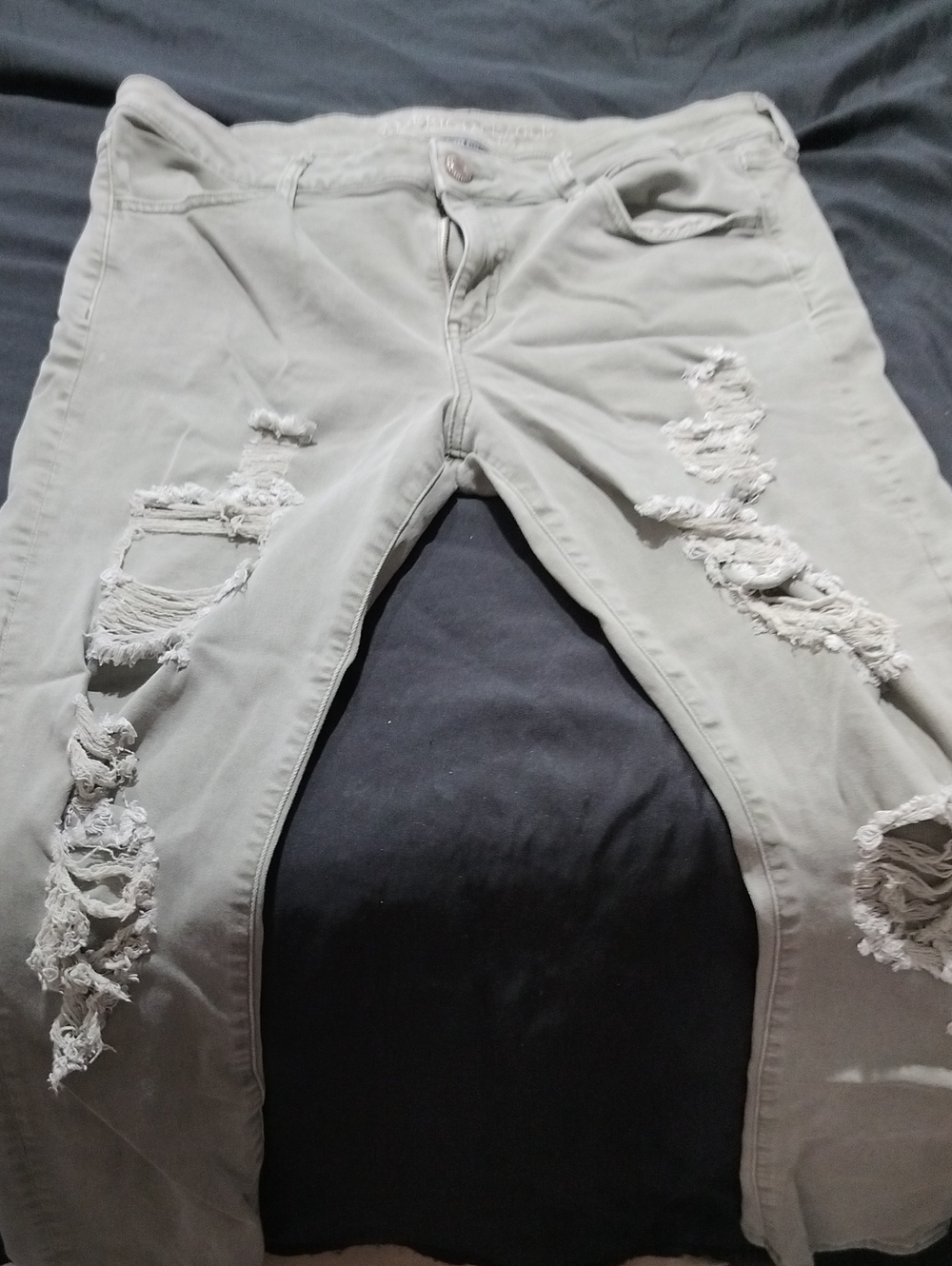 American Eagle Outfitters Light Gray Distressed Skinny Jeans